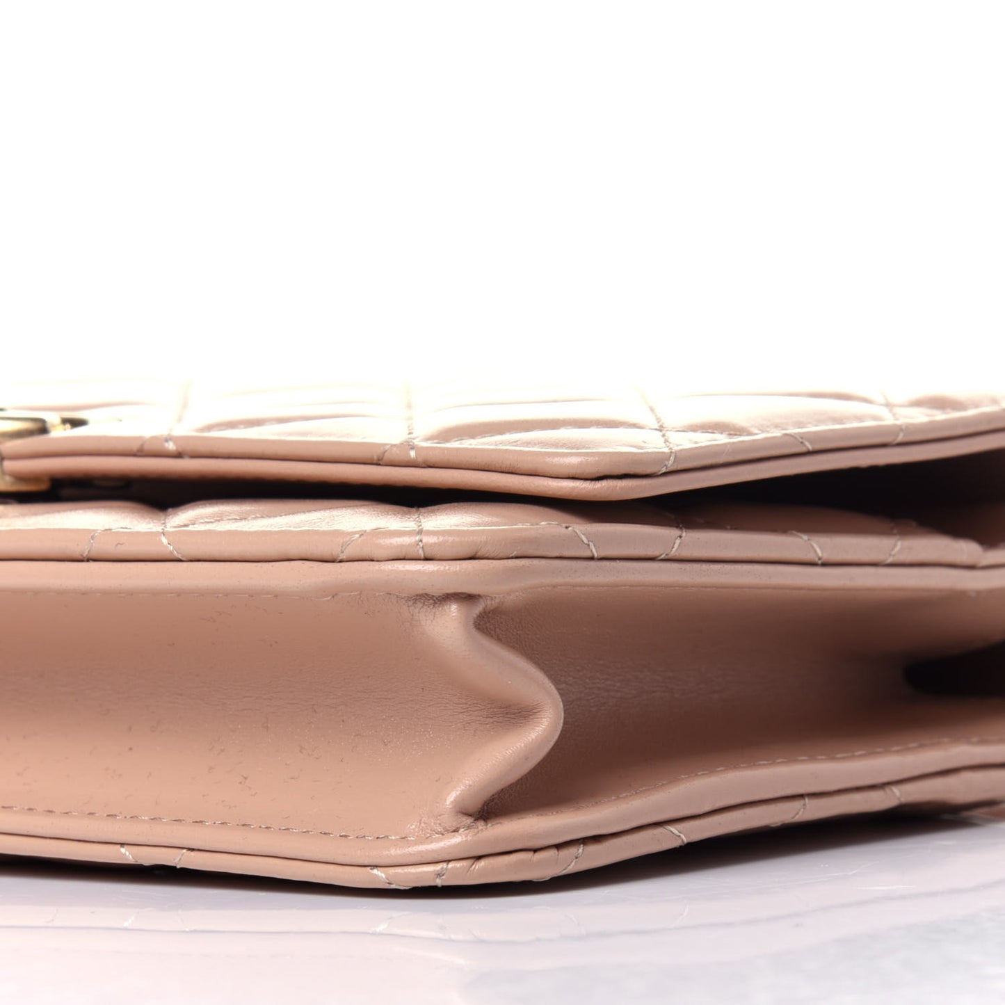 Calfskin Quilted Perfect Fit Wallet On Chain WOC Beige