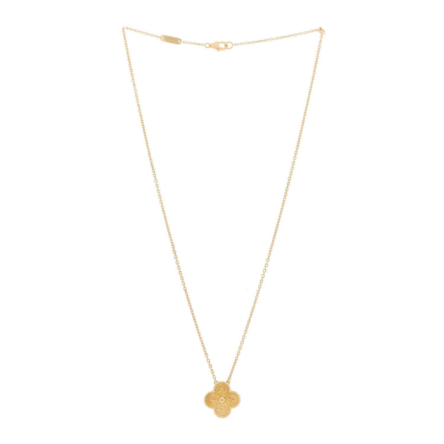 Van Cleef & Arpels 18K Yellow Gold Vintage Alhambra Pendant Necklace 3 of 6