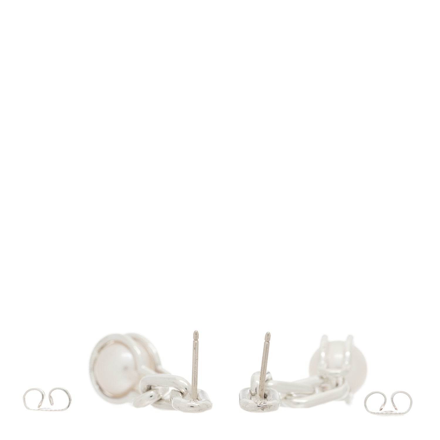 Tiffany Sterling Silver Pearl HardWear Triple Link Earrings 3 of 4
