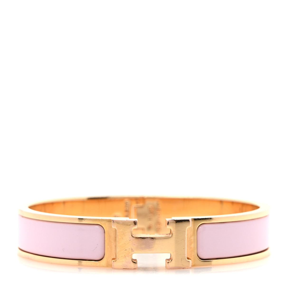 Hermes Enamel Narrow Clic Clac H Bracelet GM Rose Candeur 1 of 4