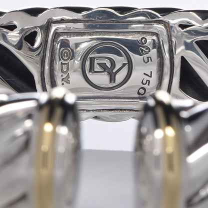 David Yurman Sterling Silver 18K Yellow Gold 15mm Sculpted Cable Cuff Bracelet 5 of 5