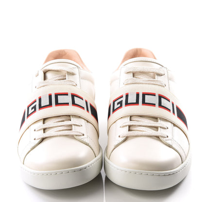 Gucci Calfskin Stripe Womens New Ace Sneakers 38.5 New Mystic White Ecru Red Flame 3 of 9