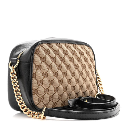 Gucci Monogram Matelasse Diagonal Small GG Marmont Chain Shoulder Bag Beige Black 3 of 10