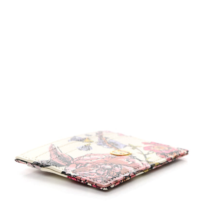 Christian Dior Calfskin Caro Floral Five-Slot Card Holder White Multicolor 4 of 9