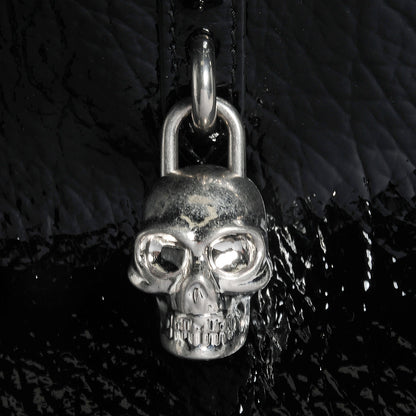 Alexander McQueen Patent Small Eyelet Padlock Skull Tote Black 5 of 9