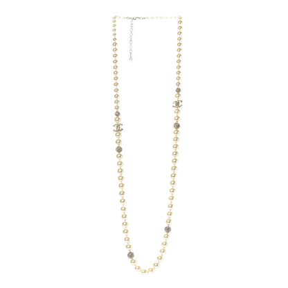 Chanel Pearl Baguette Crystal CC Long Necklace Gold 3 of 6