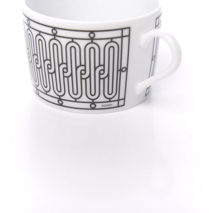Hermes Porcelain H Deco Tea Cup And Saucer Set Of 2 9 of 10
