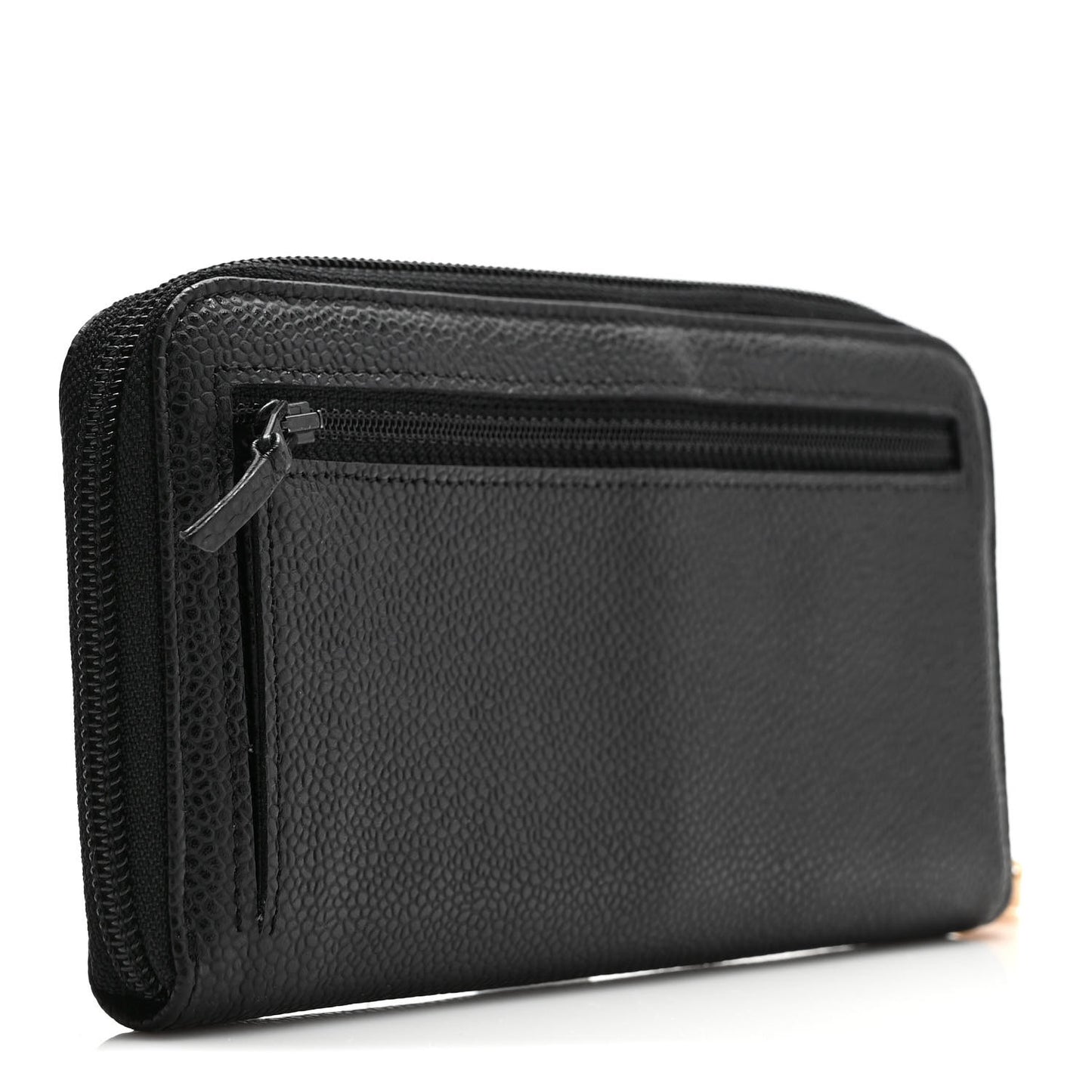 Caviar Large Timeless CC Zip Around Wallet Black