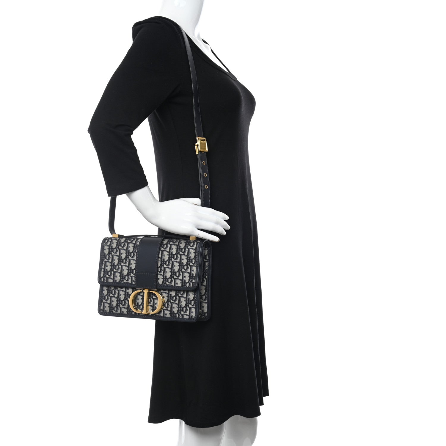 Christian Dior Oblique 30 Montaigne Flap Bag Blue 2 of 10