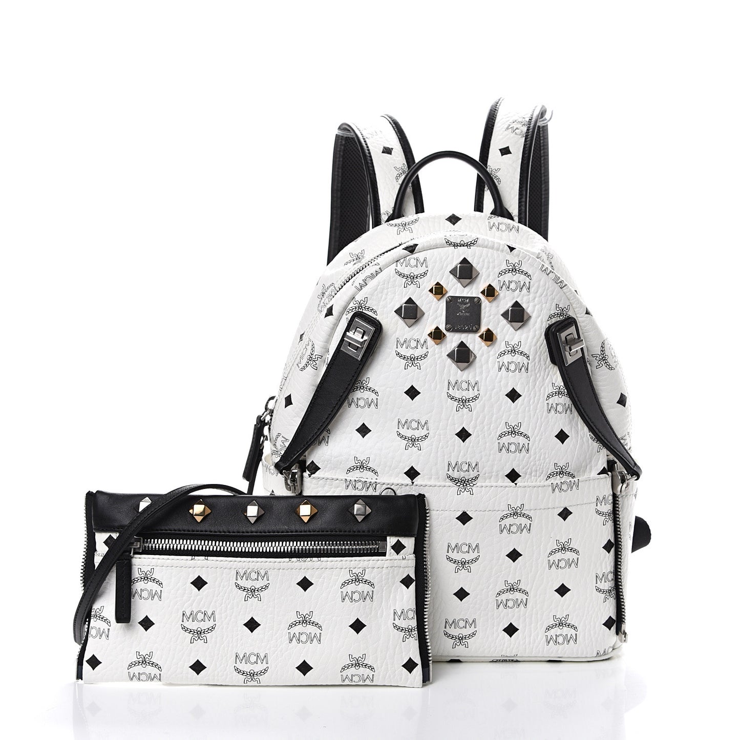 Visetos Studded Small Dual Stark Backpack White