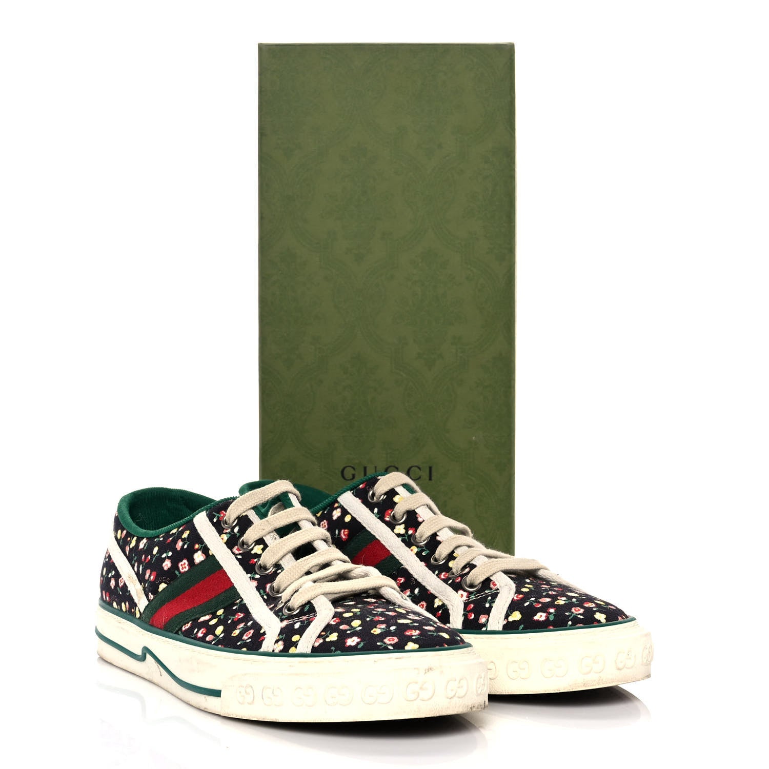 Gucci X LIBERTY OF LONDON Canvas Web Holly Print Womens 1977 Tennis Sneakers 40 Black 9 of 9