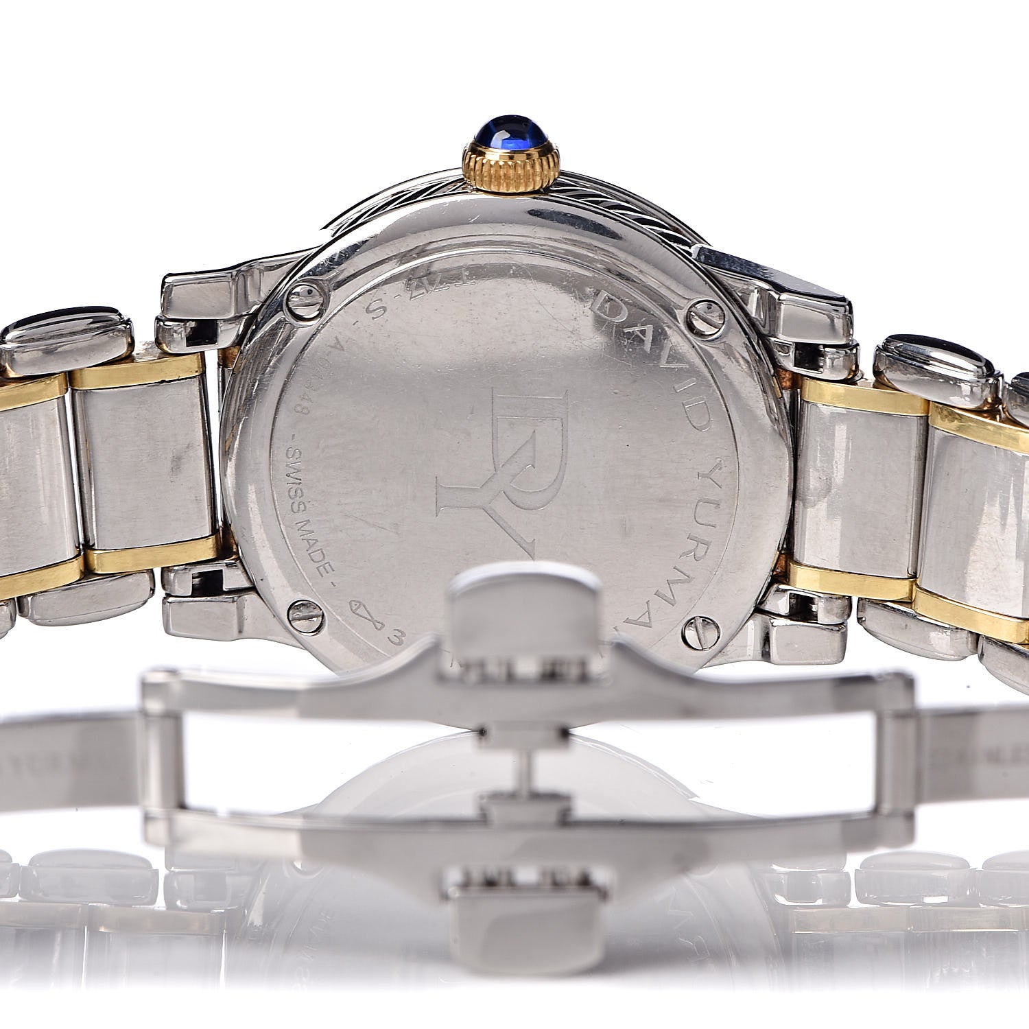 David Yurman Stainless Steel 18K Yellow Gold Diamond Bezel Mother of Pearl 30mm Classic Quartz Watch 6 of 6