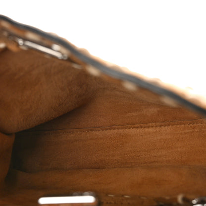 Fendi Suede Macro Stitchings Mini Peekaboo Iconic Satchel Marrone 5 of 14