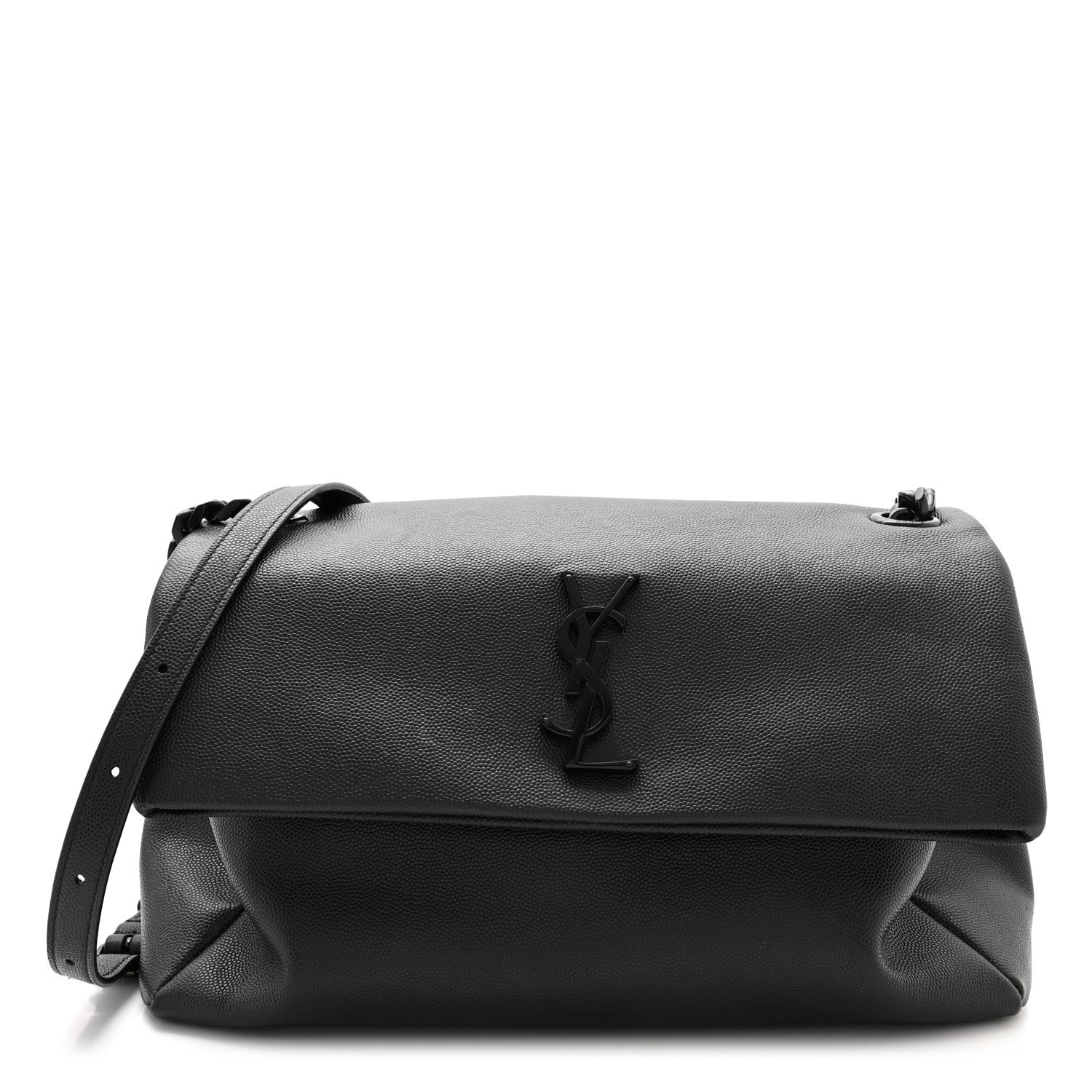 Saint Laurent Grain De Poudre Medium West Hollywood Monogram Fold-Over Black 1 of 10
