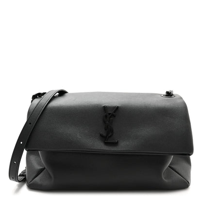 Saint Laurent Grain De Poudre Medium West Hollywood Monogram Fold-Over Black 1 of 10