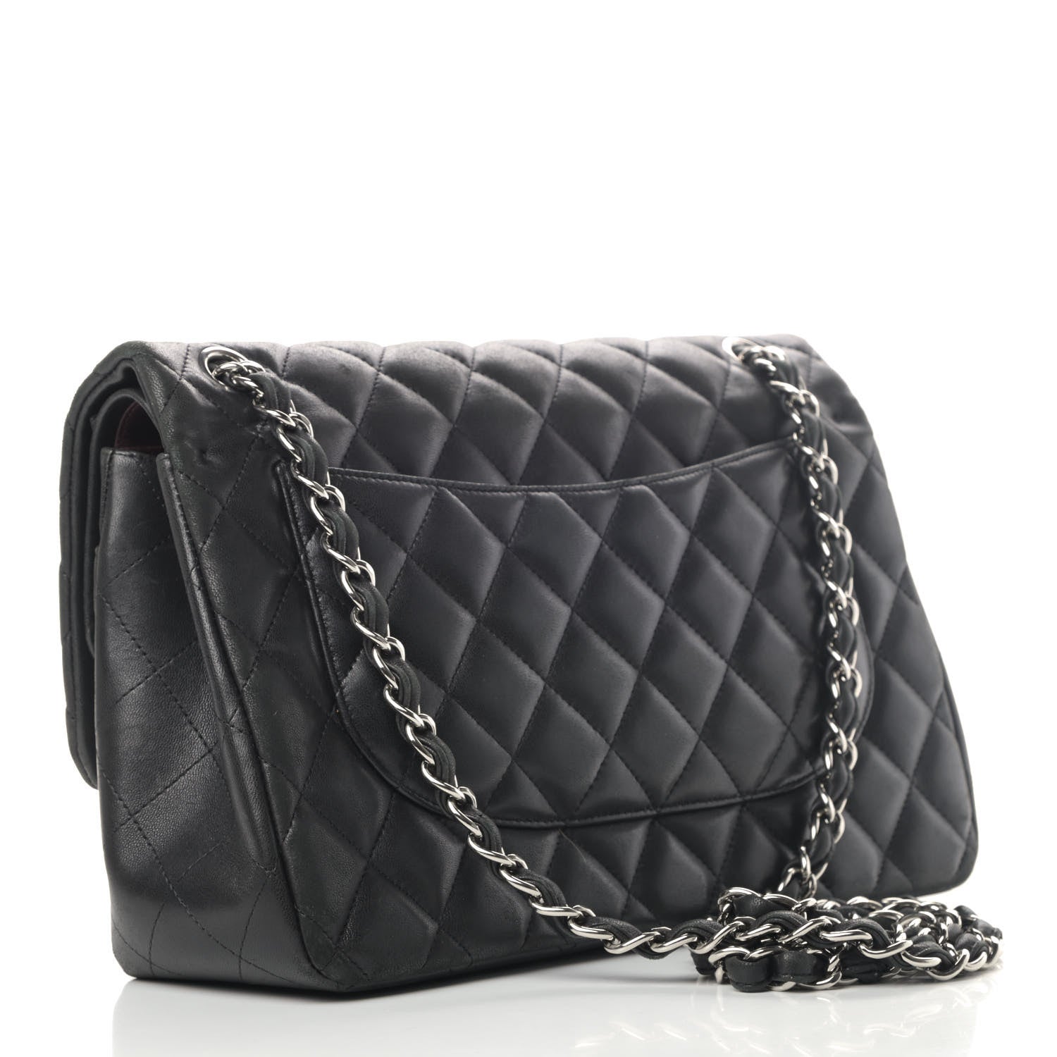 Chanel Lambskin Quilted Jumbo Double Flap Black 5 of 6