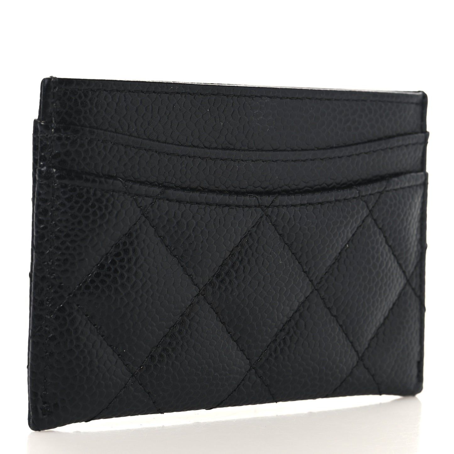 Caviar Quilted Card Holder Black