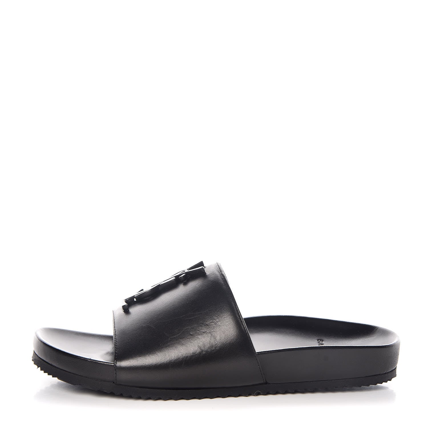 Saint Laurent Lambskin Joan Slide Sandals 35.5 Black 1 of 9