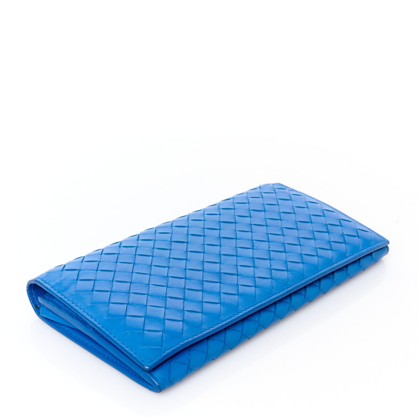 Nappa Intrecciato Continental Flap Wallet Blue