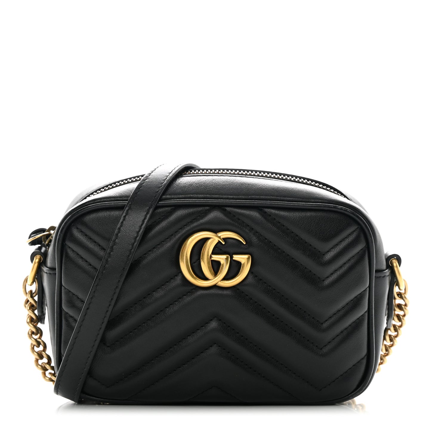 Calfskin Matelasse Mini GG Marmont Chain Shoulder Bag Black