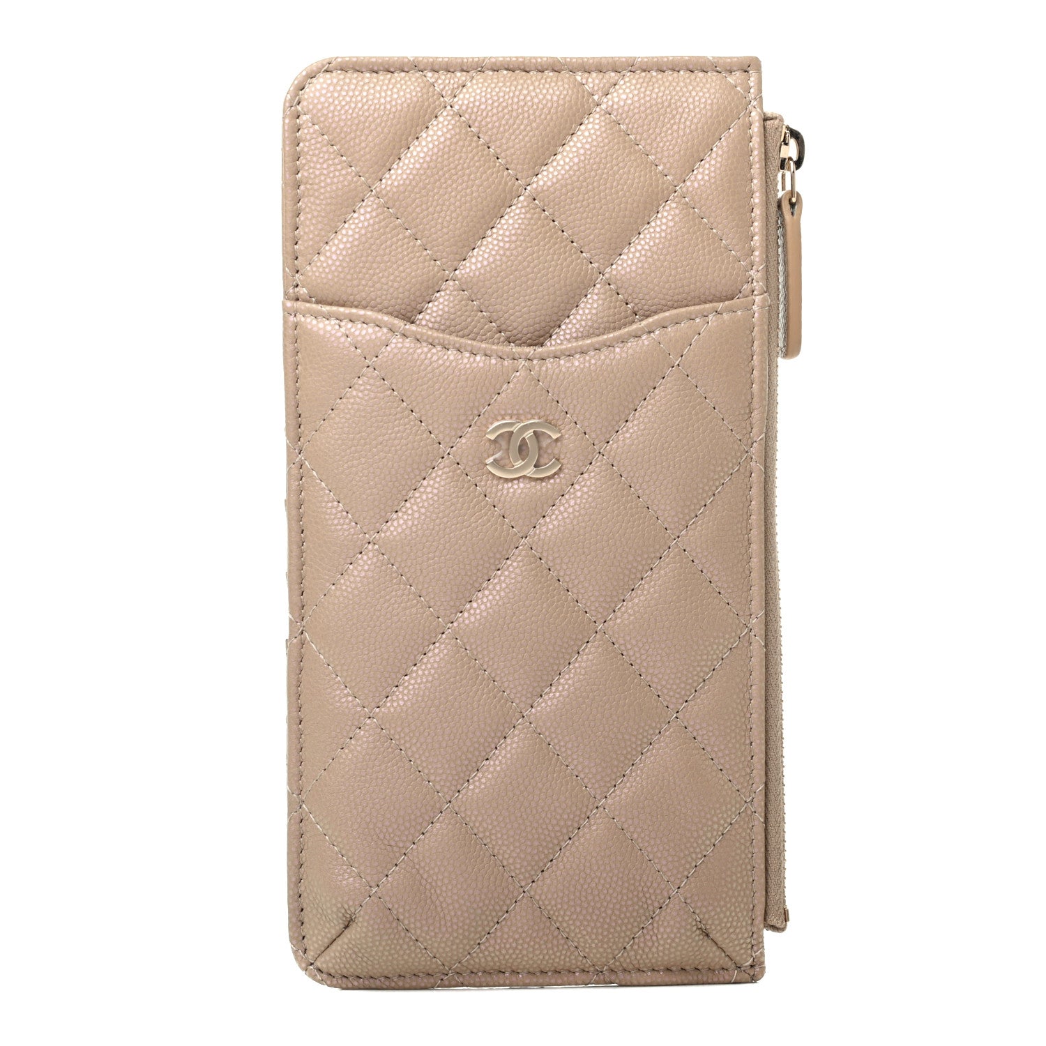 Chanel Iridescent Caviar Quilted Classic iPhone Pouch Dark Beige 1 of 8