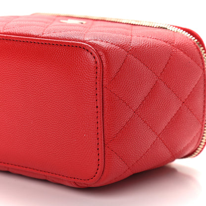 Chanel Caviar Quilted Small Vanity Case With Chain Red 9 of 9
