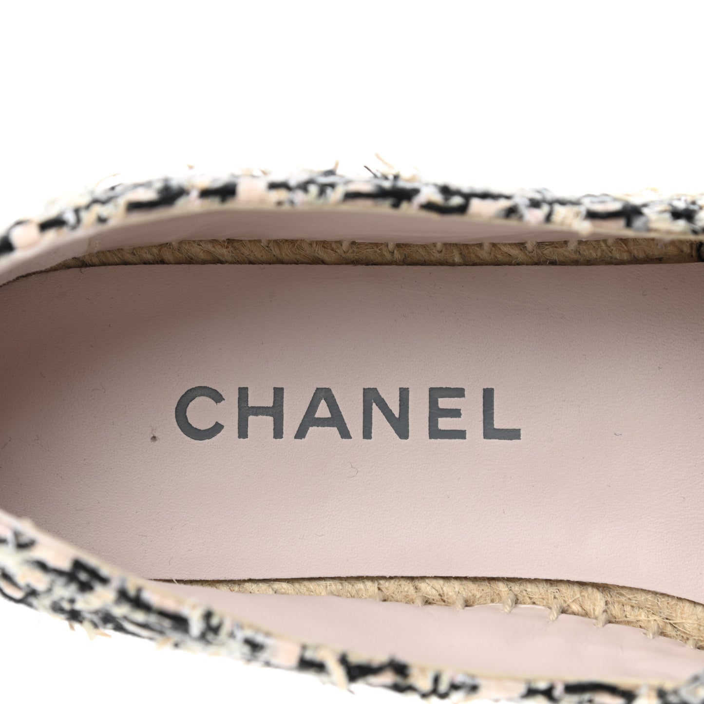 Tweed Lambskin CC Espadrilles 39 Beige Black Pink