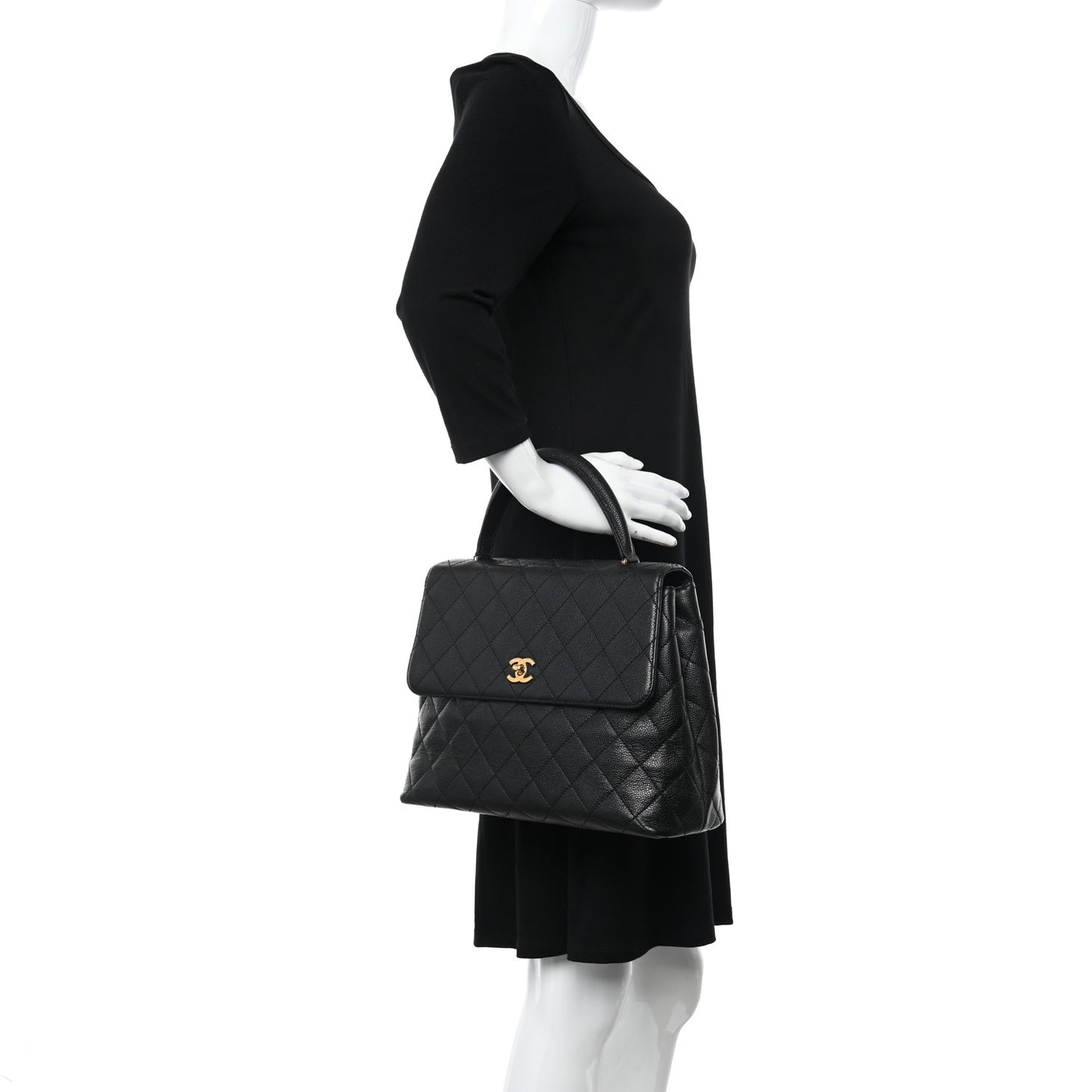 Caviar Quilted Jumbo Kelly Flap Black