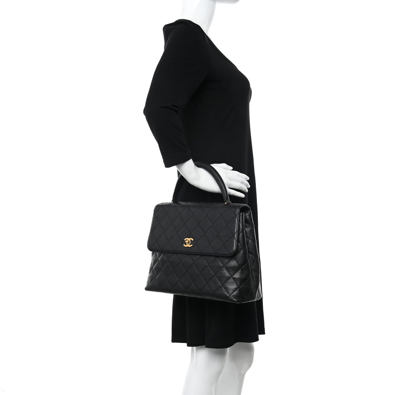 Chanel Caviar Quilted Jumbo Kelly Flap Black 2 of 9