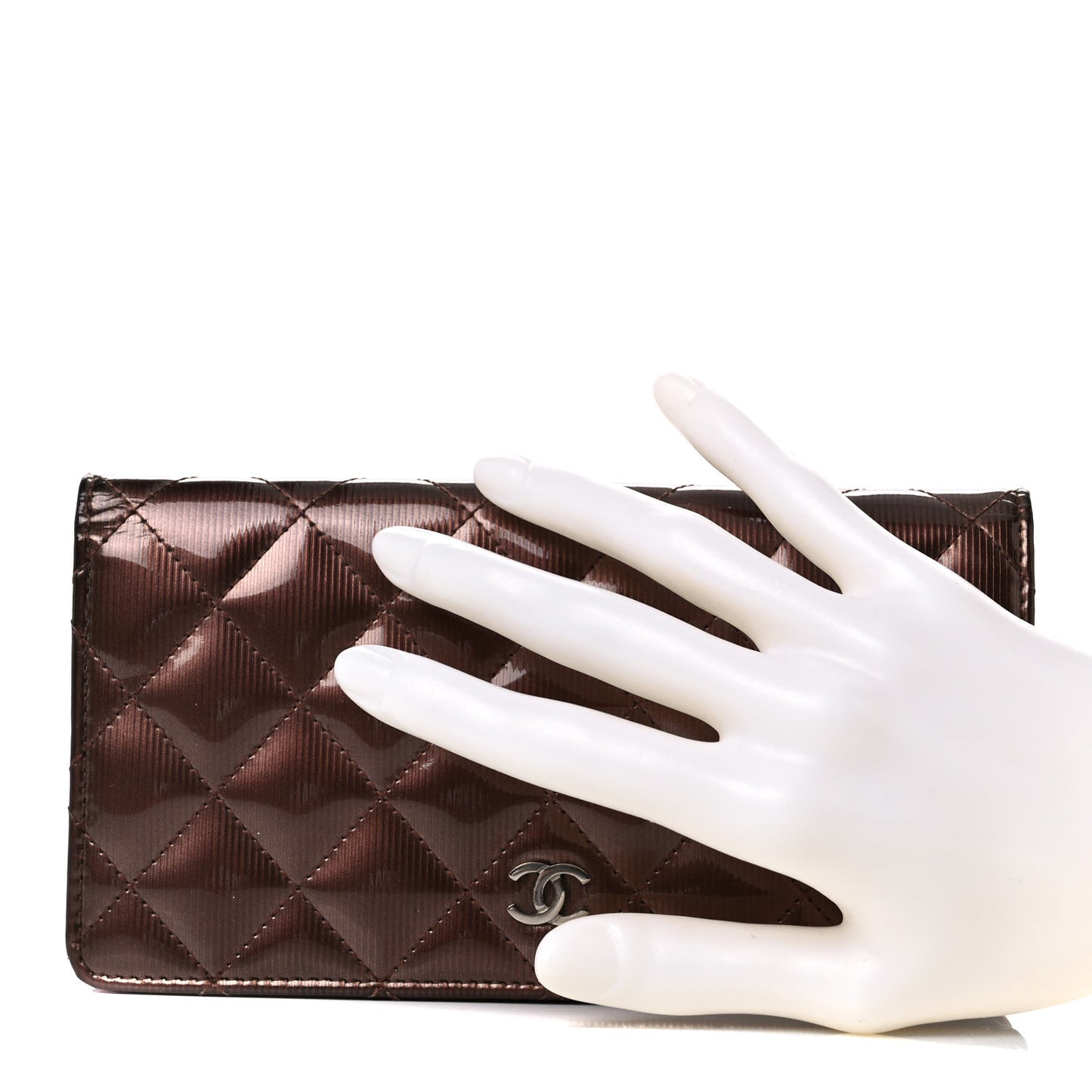Striated Patent Yen Wallet Pink
