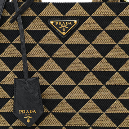 Prada Jacquard Saffiano Triangolo Symbole Embroidered Small Tote Black Corda 8 of 10
