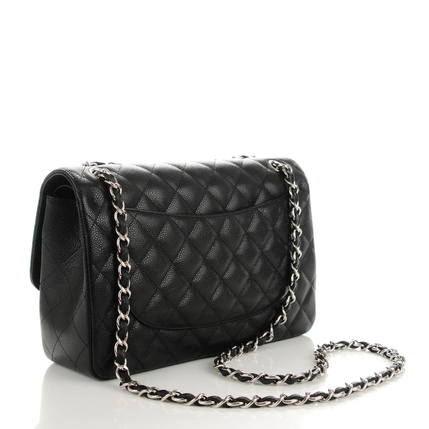 Caviar Quilted Jumbo Double Flap Black