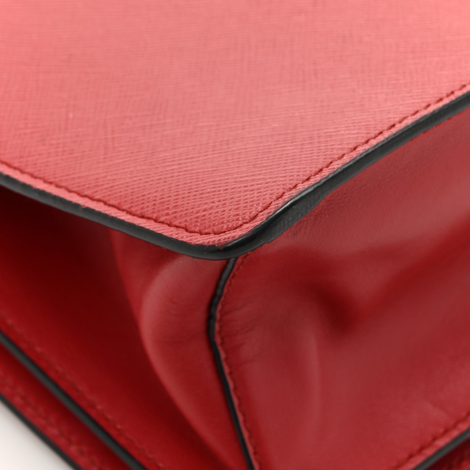 Prada Saffiano Chain Shoulder Bag Fuoco 12 of 13