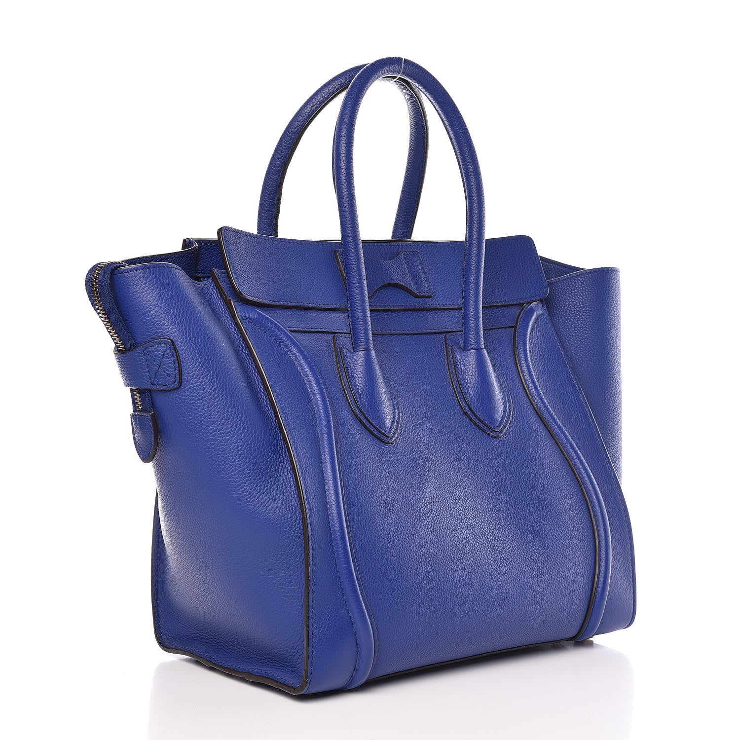 Celine Drummed Calfskin Mini Luggage Indigo 3 of 12