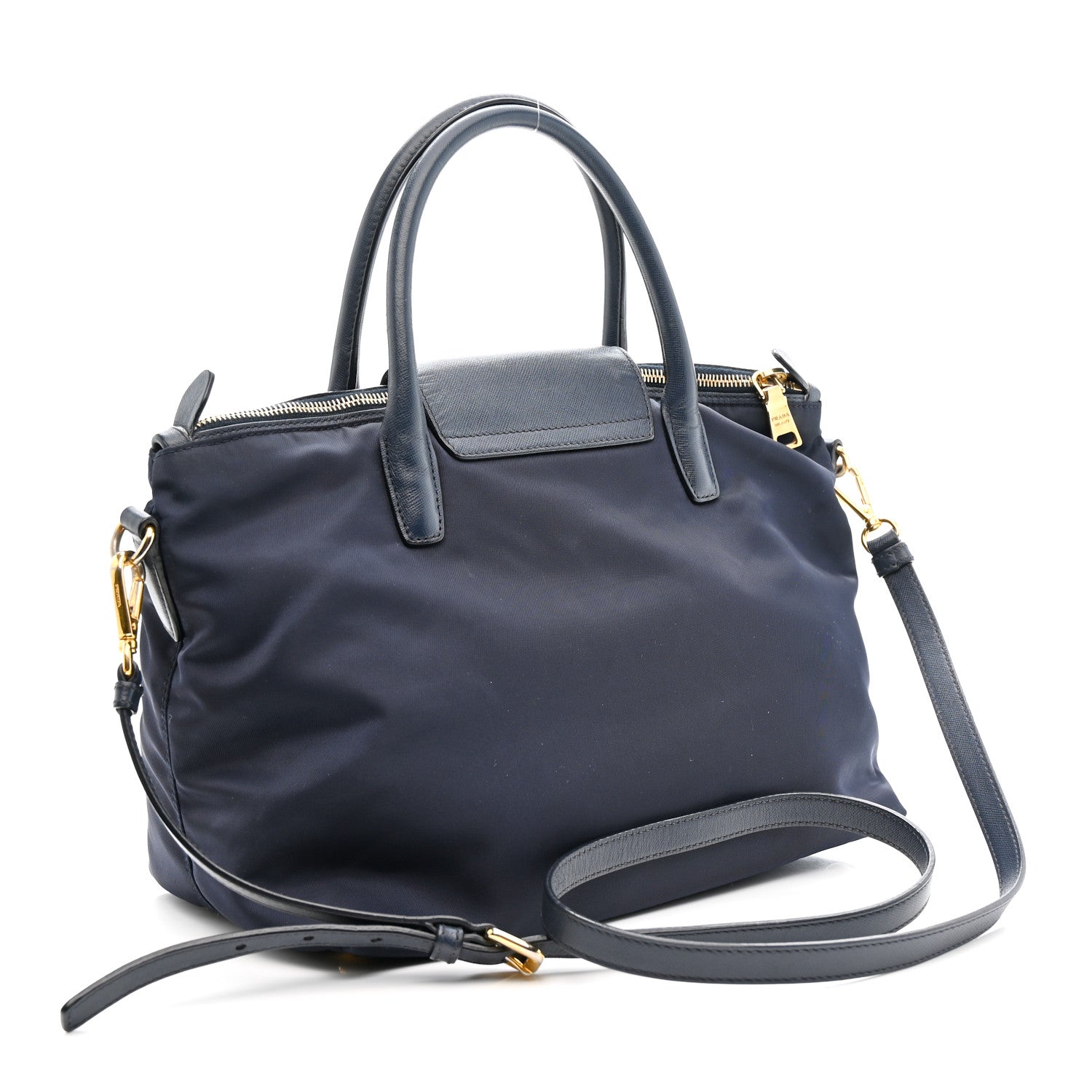 Prada Tessuto Nylon Saffiano Shopping Tote Navy 3 of 17