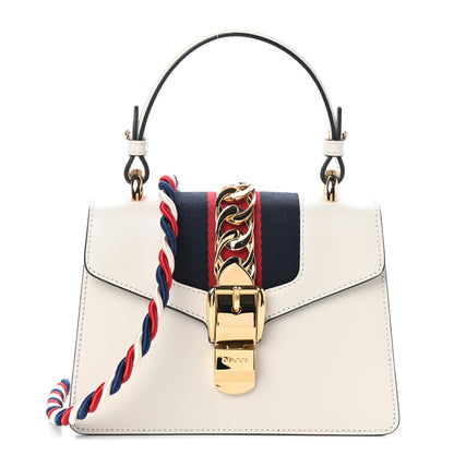Gucci Calfskin Mini Sylvie Top Handle Bag White 1 of 9