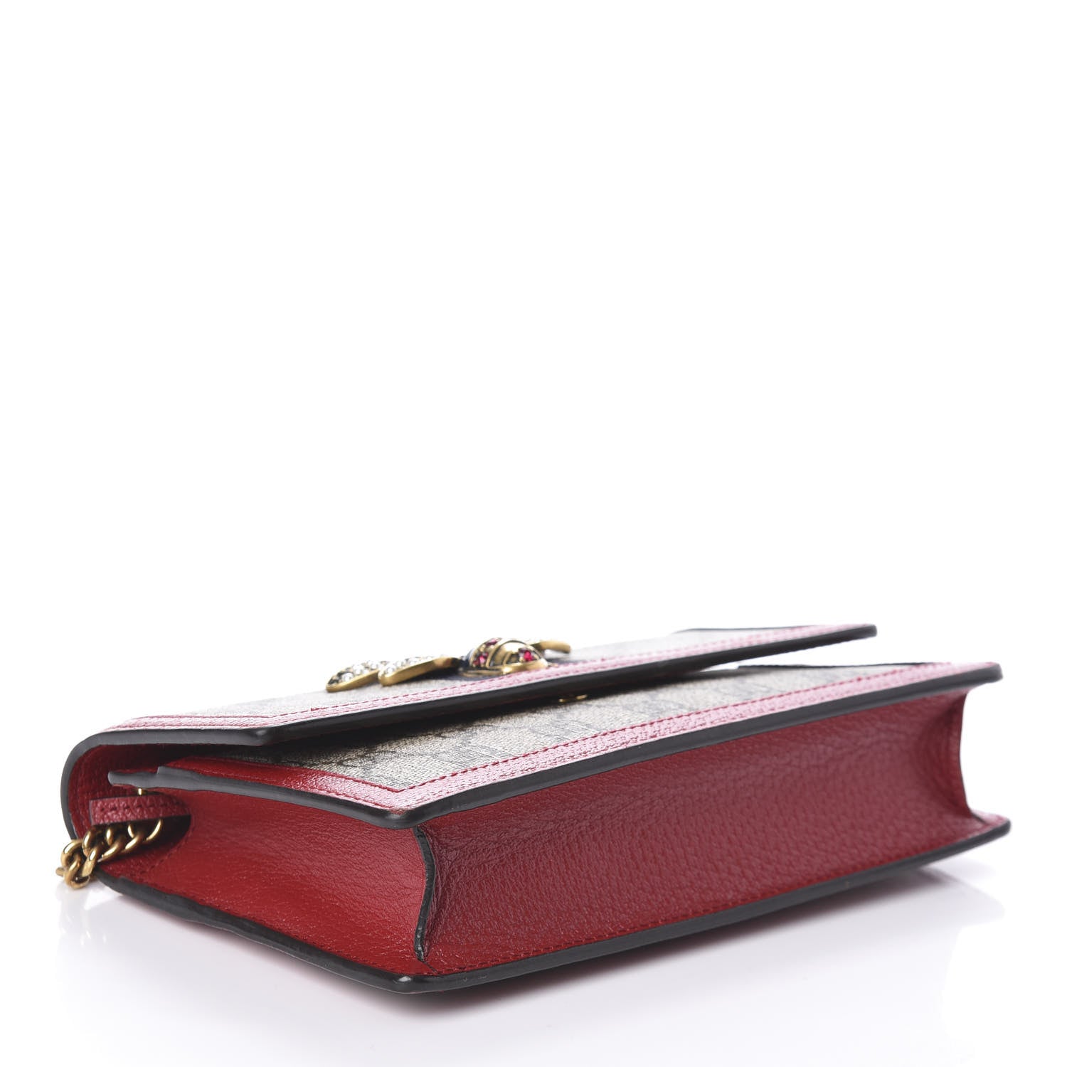 Gucci GG Supreme Monogram Web Queen Margaret Chain Wallet Red 4 of 8