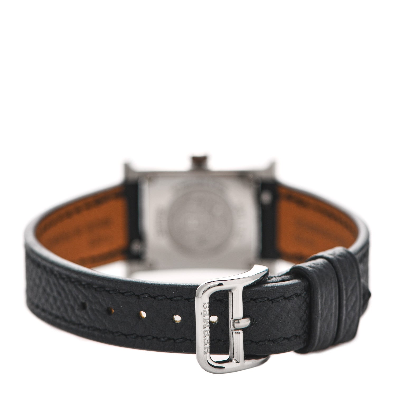 Hermes Stainless Steel Epsom Diamond Mother of Pearl 17.2mm Heure H Hour Quartz Watch Noir 3 of 5