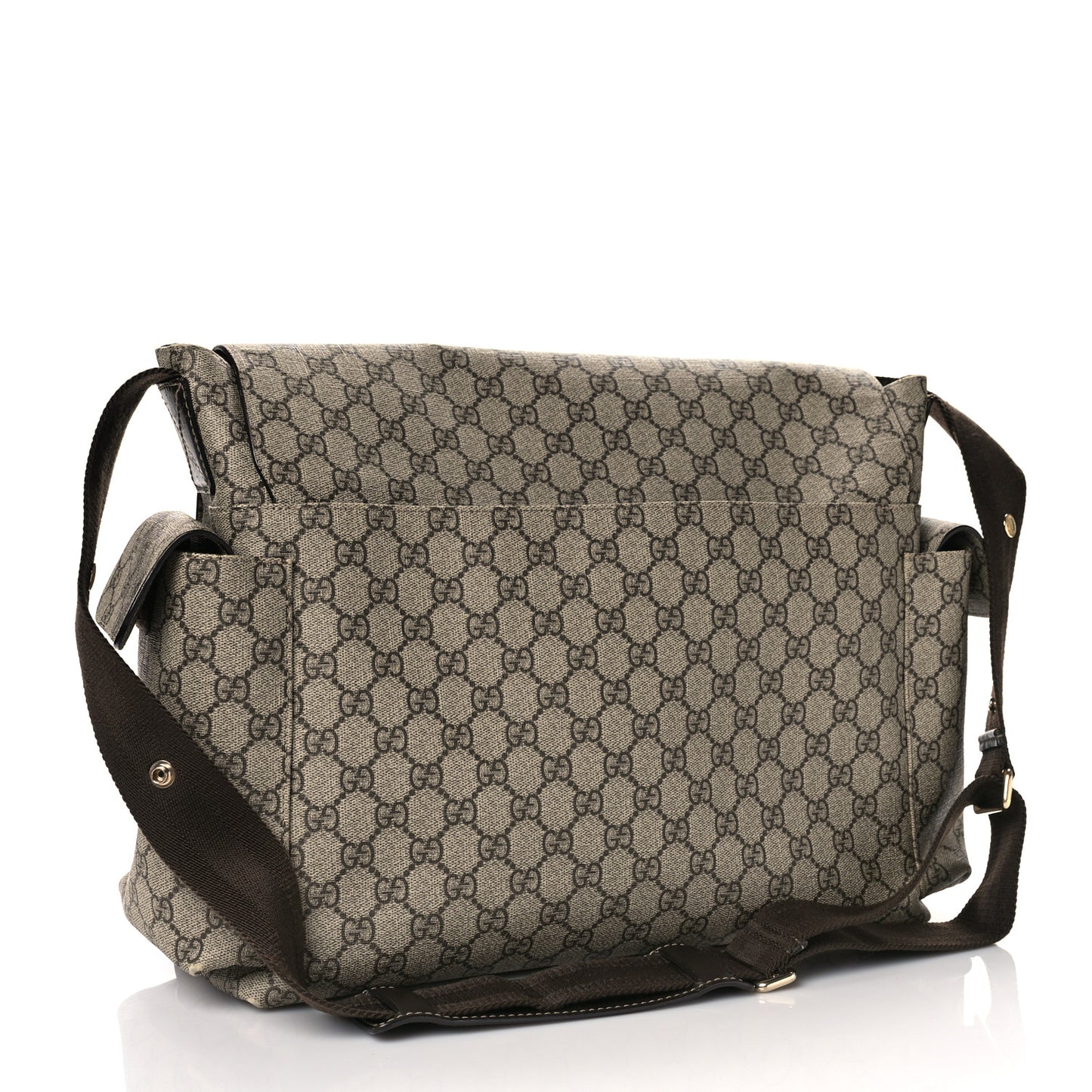 GG Plus Monogram Messenger Diaper Bag Dark Brown