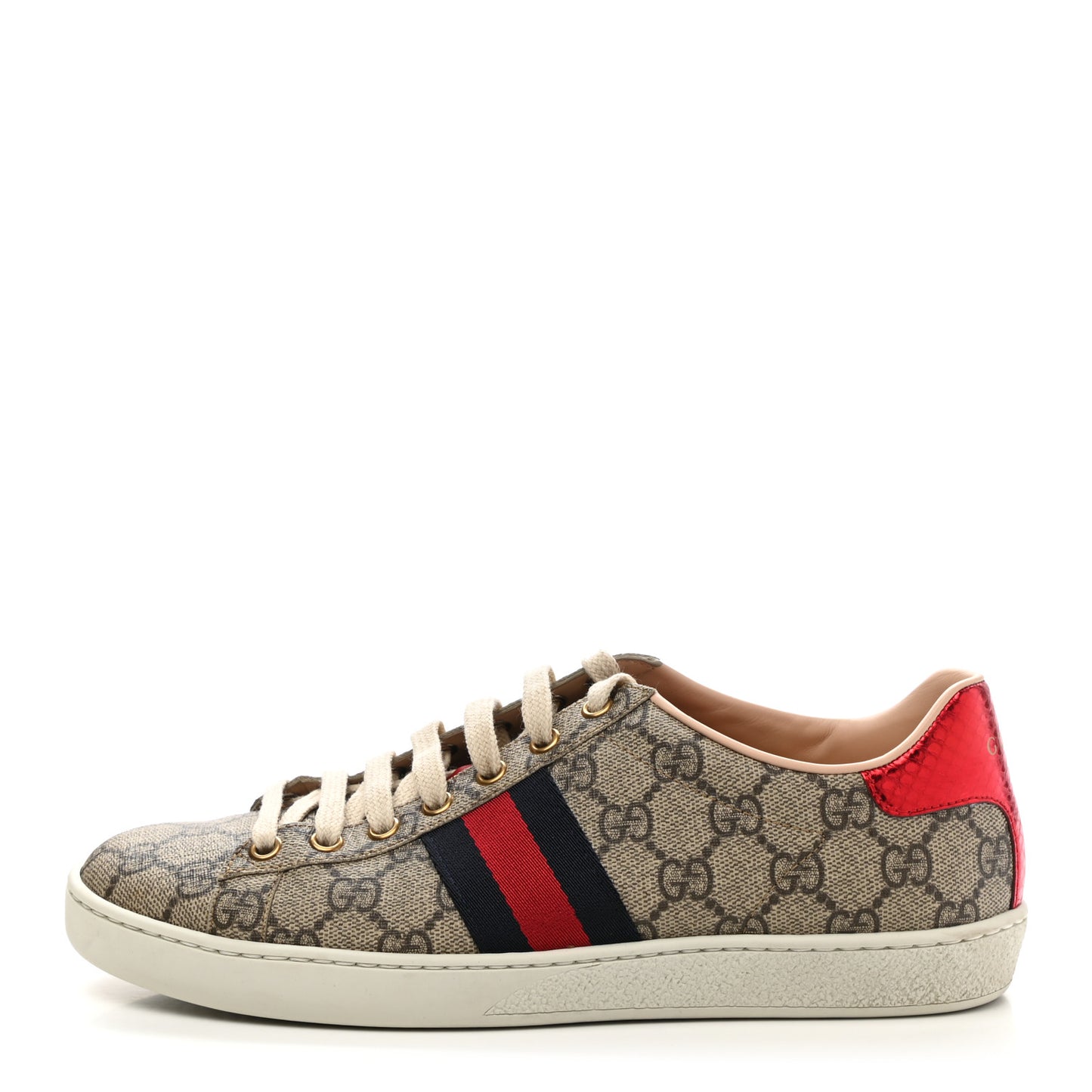 GG Supreme Monogram Womens Ace Low-Top Sneaker 37.5 Beige