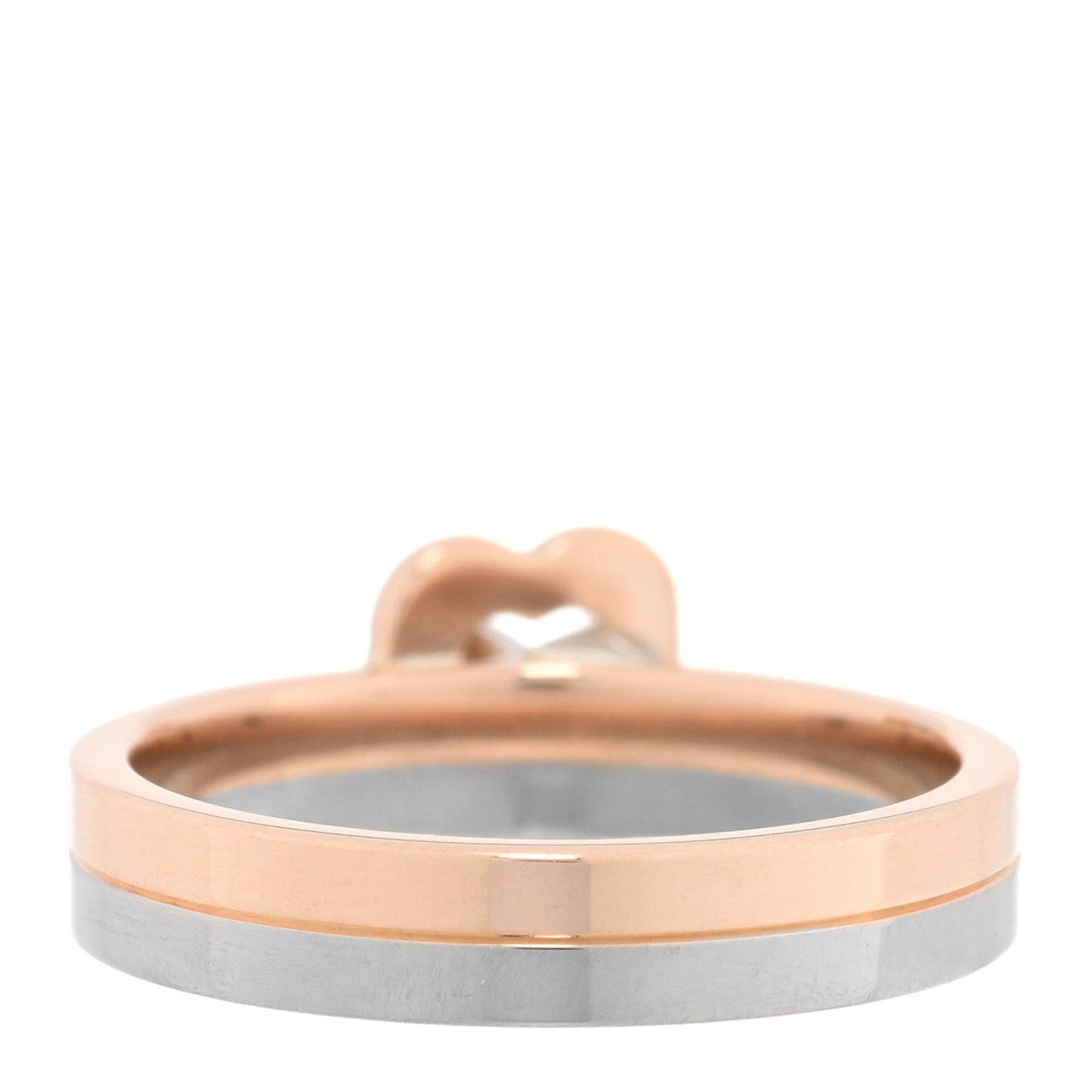 18K White Pink Gold Double Heart Ring 50 5.25