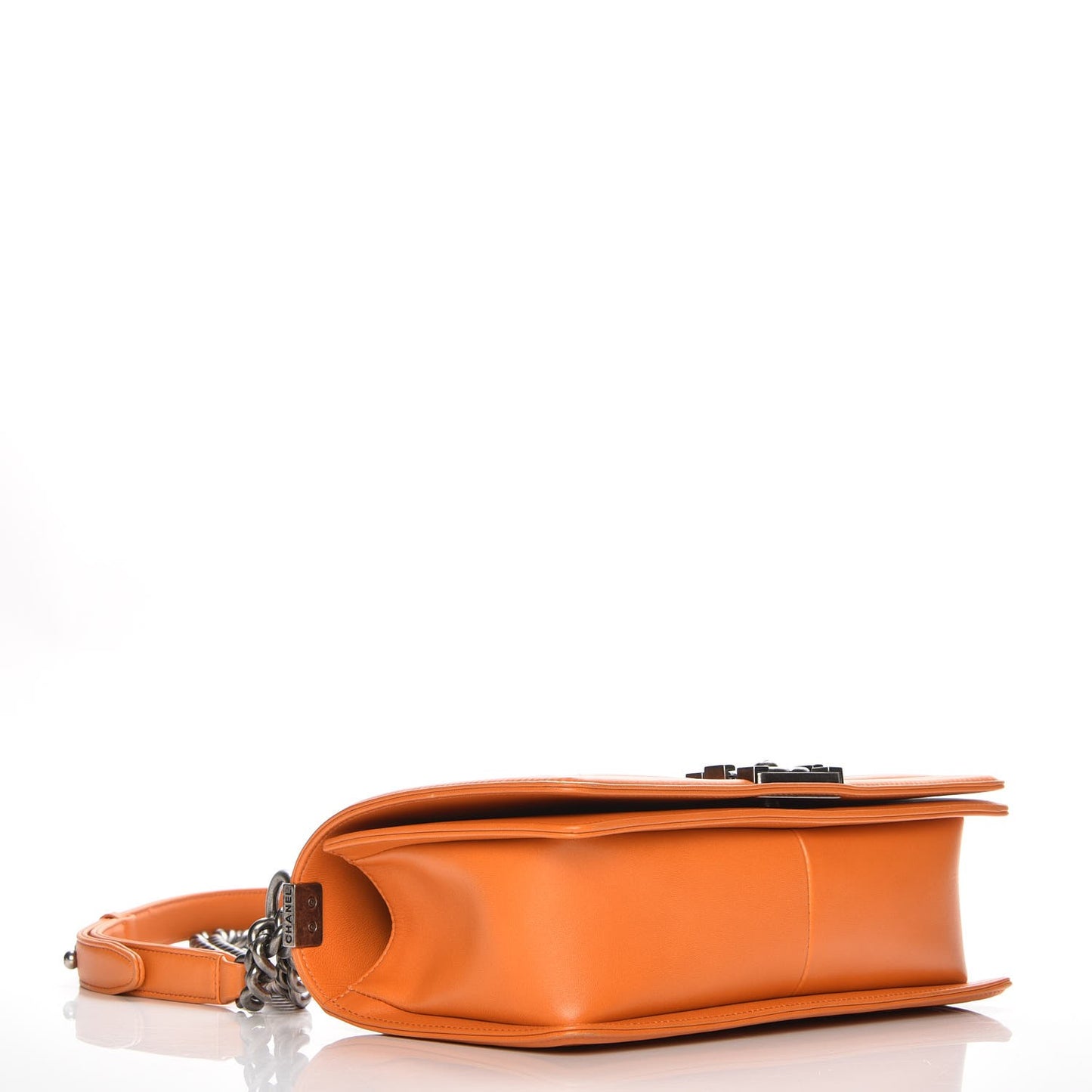 Lambskin Quilted Medium Boy Flap Orange
