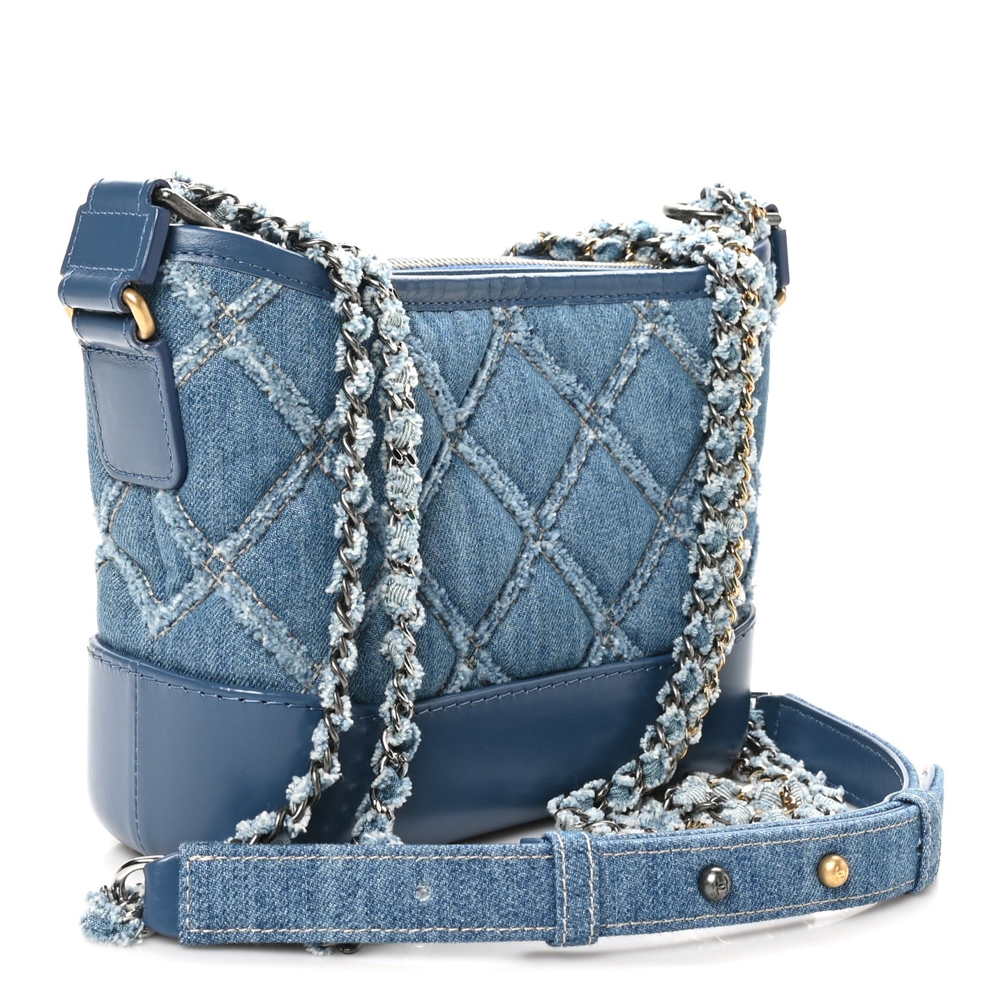 Denim Calfskin Small Gabrielle Hobo Blue