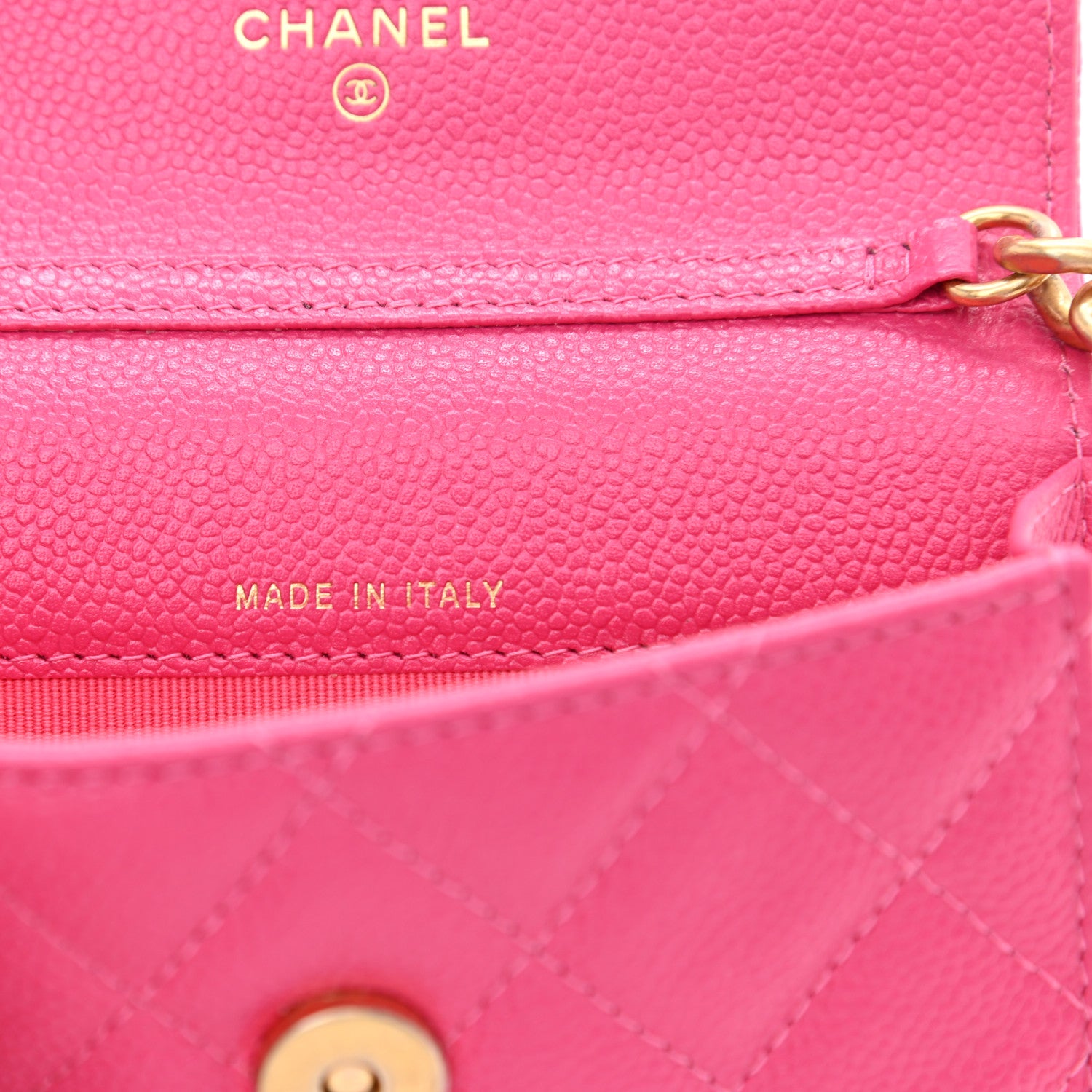 Chanel Shiny Caviar Quilted Chain Melody Card Holder On Chain Dark Pink 7 of 12