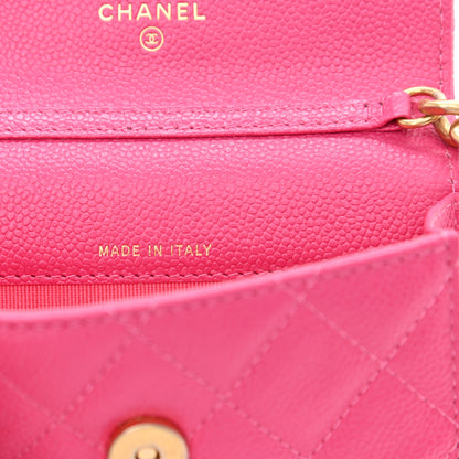 Chanel Shiny Caviar Quilted Chain Melody Card Holder On Chain Dark Pink 7 of 12