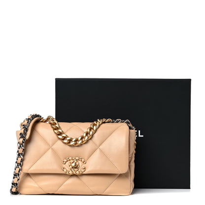 Chanel Lambskin Quilted Medium Chanel 19 Flap Beige 12 of 12