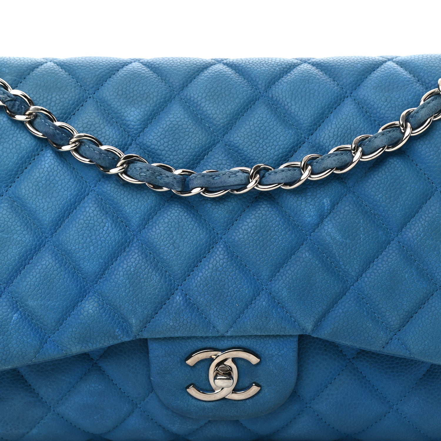 Chanel Iridescent Caviar Quilted Jumbo Double Flap Blue 8 of 21
