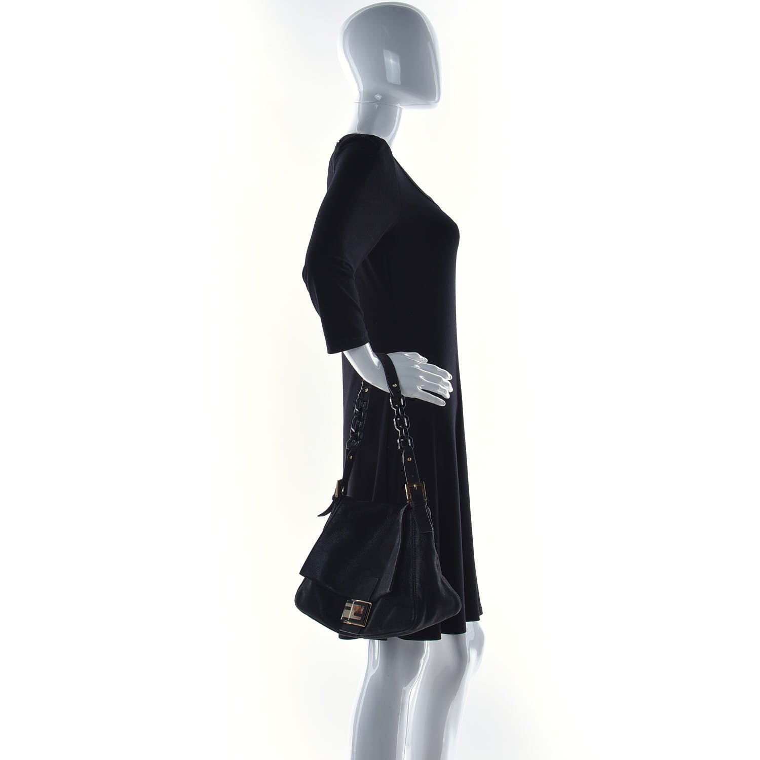 Fendi Vitello Savana Forever Mama Baguette Black 2 of 18