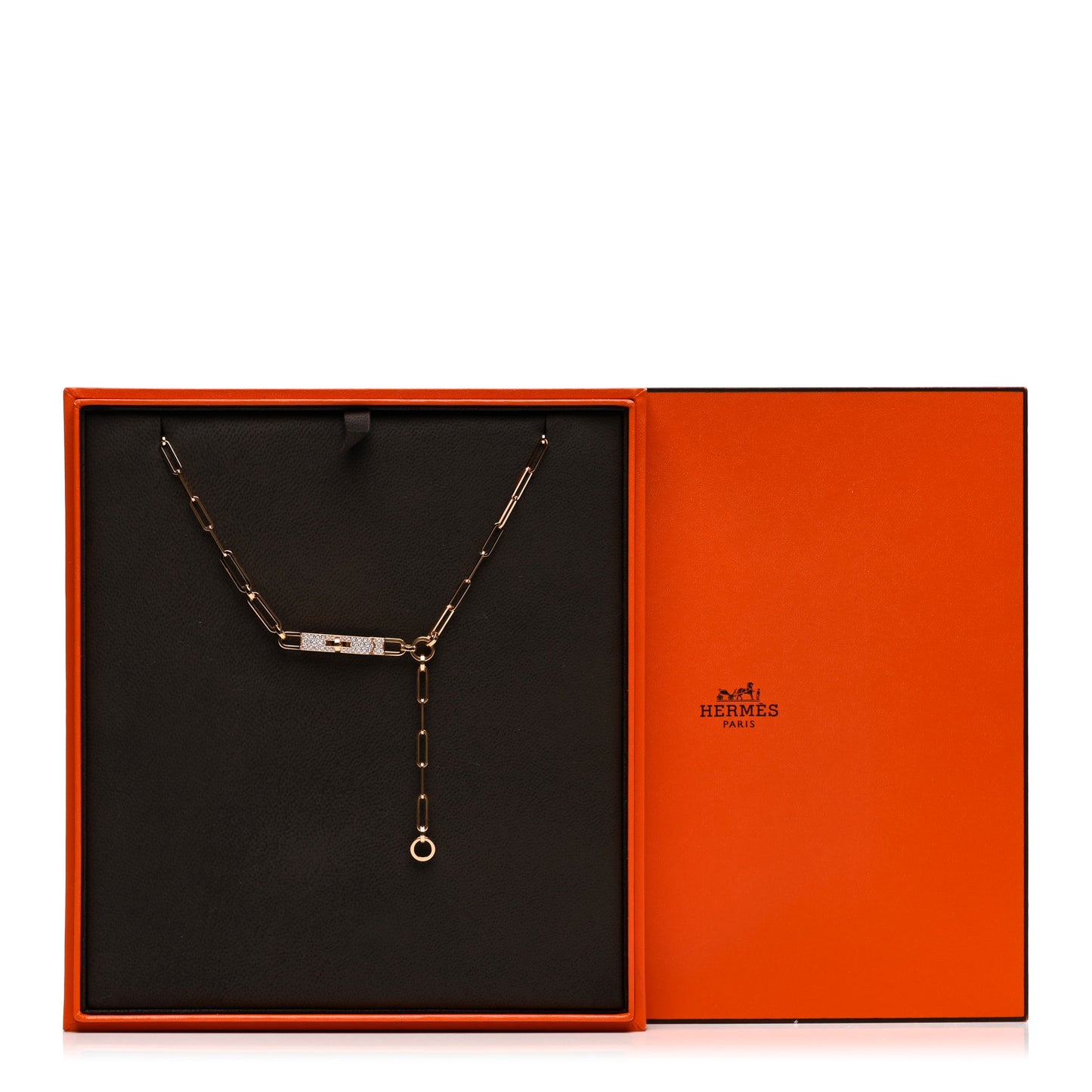 18K Rose Gold Diamond Pave PM Kelly Chaine Lariat Necklace ST