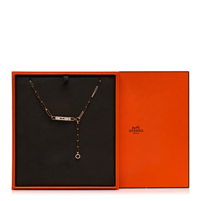Hermes 18K Rose Gold Diamond Pave PM Kelly Chaine Lariat Necklace ST 5 of 5